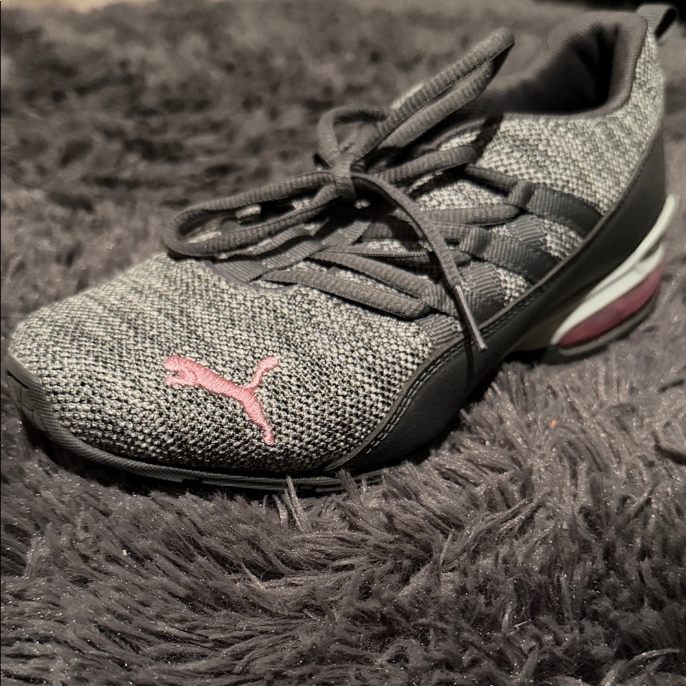 Puma Women's Charcoal and Pink Sneakers